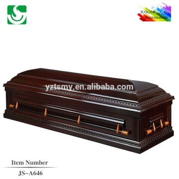 JS-A646 walnut casket with long rectangle bar handle